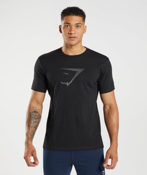 Men's Gymshark Sharkhead Infill T-Shirts Black | NZ 2DNAOT